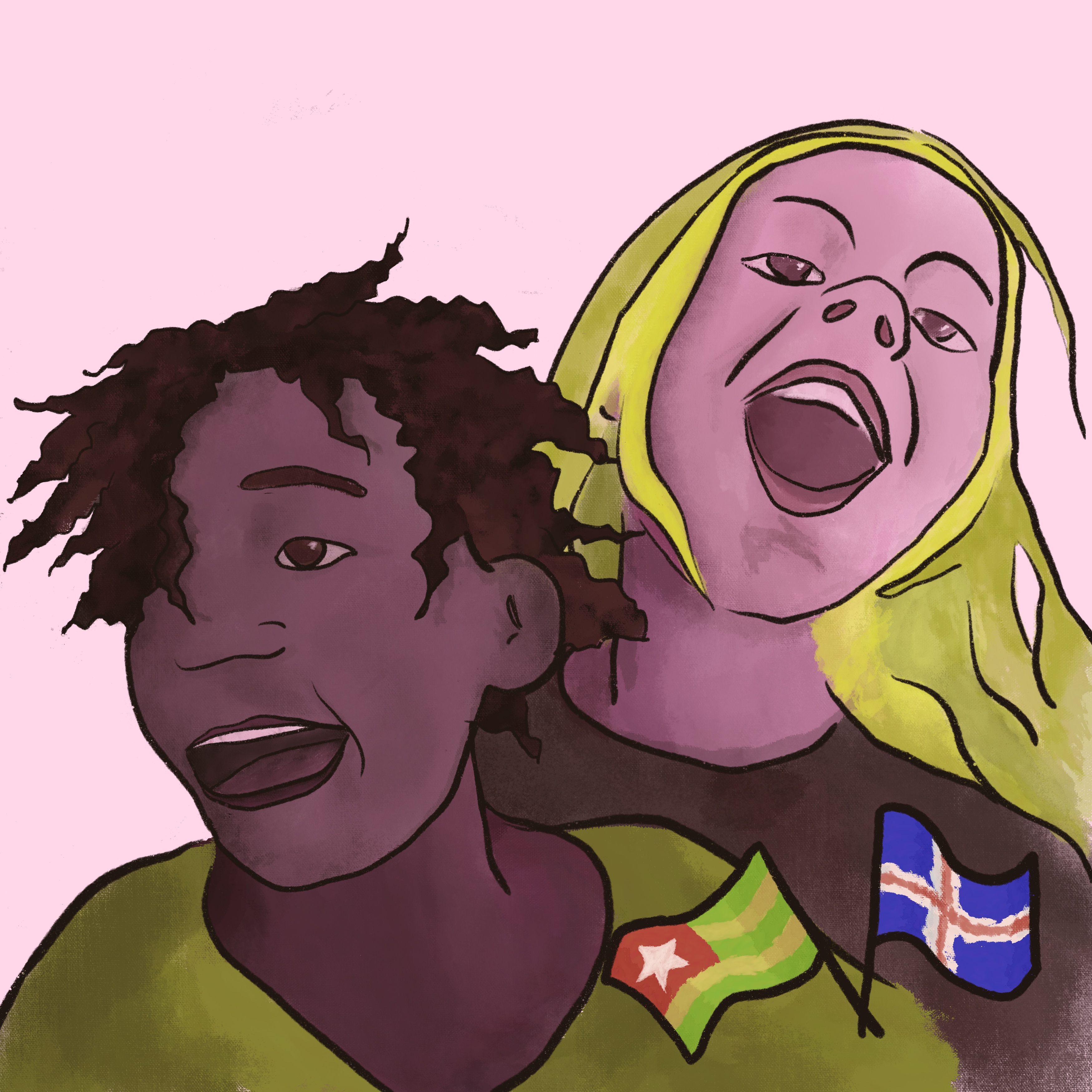 Artwork fyrir Vináttulag - Chanson d'amité, tvær brosandi stelpur, önnur íslensk hin tógólísk.